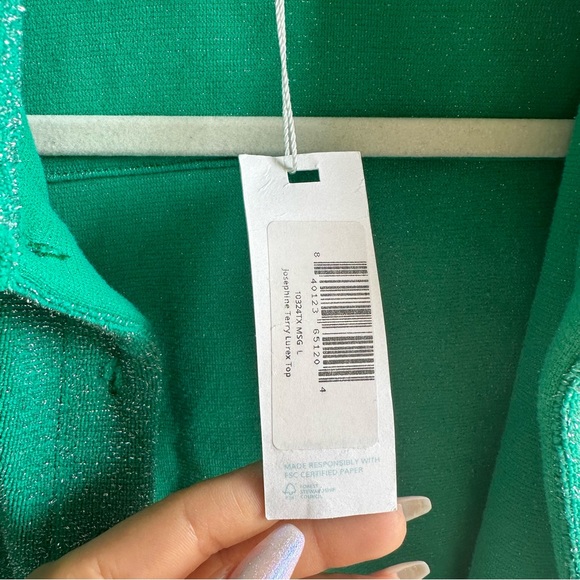 NWT Frankie’s Bikinis Josephine Cardi Crop Top in Sparkly Green - Picture 11 of 13